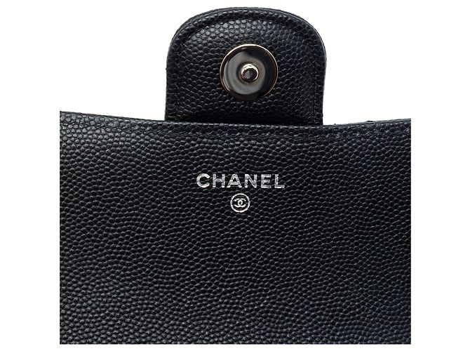 Custodia per occhiali Chanel Black CC Quilted Caviar con catena - vista 5