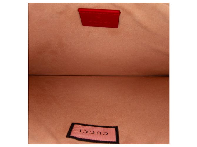 Pouch GucciGhost in pelle di vitello rossa con zip a diamante - vista 4