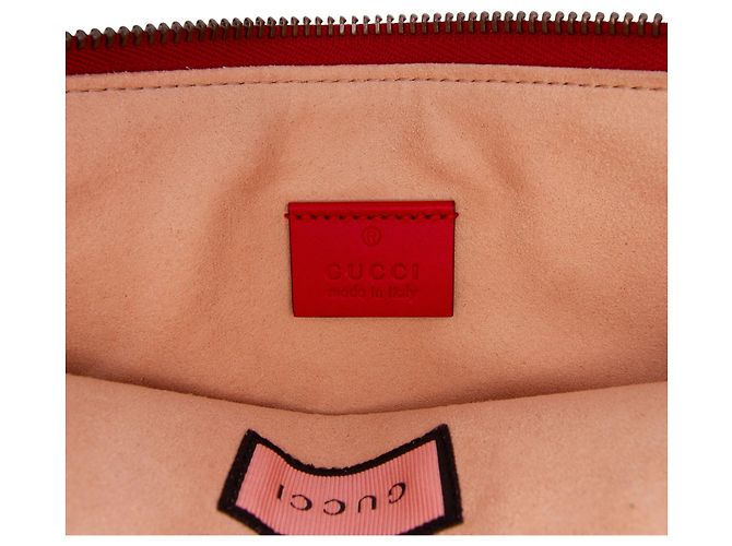 Pouch GucciGhost in pelle di vitello rossa con zip a diamante - vista 5