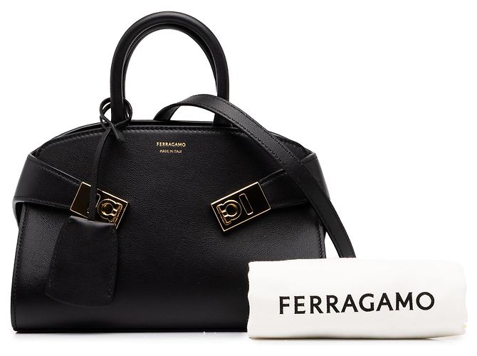 Salvatore Ferragamo Borsa Ferragamo Hug XS in pelle di vitello nera - vista 7
