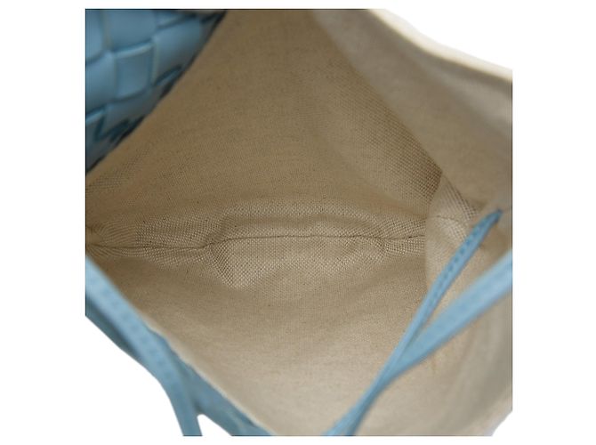 Borsa a tracolla Bottega Veneta Solstice Small in Nappa blu e tela Intrecciato - vista 4