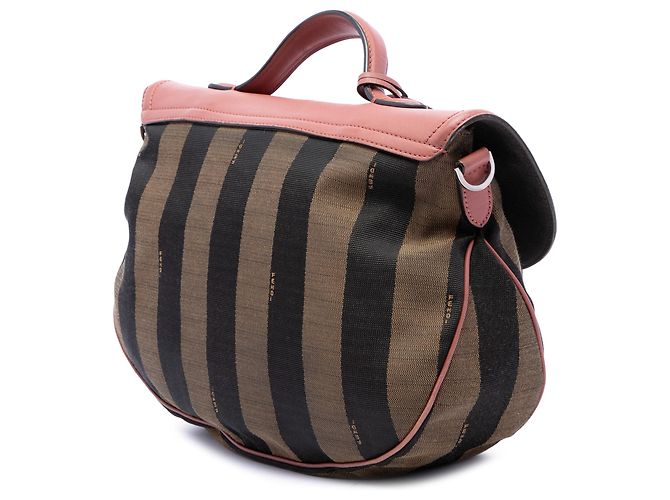 Borsa Fendi con manico superiore in tela Pequin e pelle marrone - vista 2