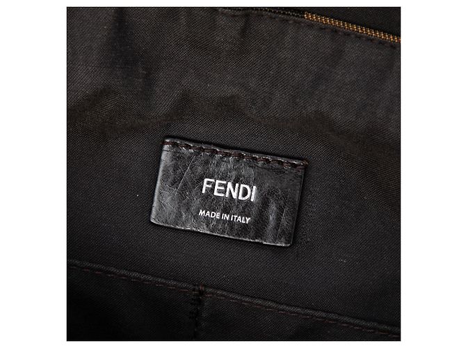 Borsa Fendi con manico superiore in tela Pequin e pelle marrone - vista 5