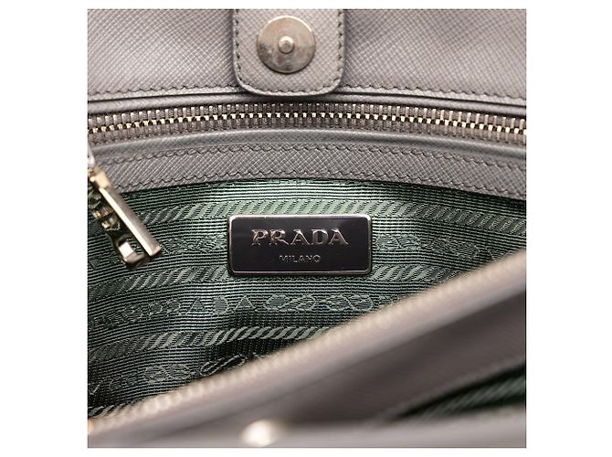 Prada Small Saffiano Lux Gardeners Tote Tasche Grau - Ansicht 5