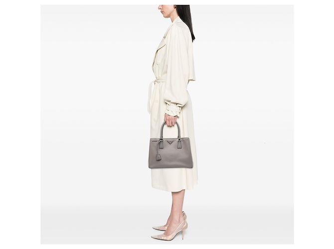 Prada Small Saffiano Lux Gardeners Tote Tasche Grau - Ansicht 6