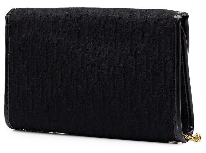 Dior Black Oblique Canvas Schultertasche mit Kette - Ansicht 2