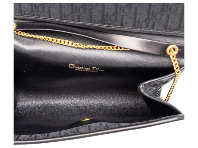 Dior Black Oblique Canvas Schultertasche mit Kette - Ansicht 4