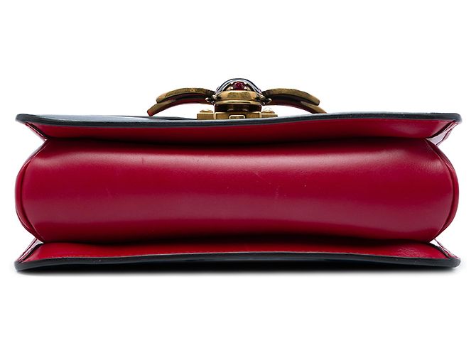 Borsa a spalla con patta Queen Margaret Gucci in pelle di vitello rossa, Medium - vista 3