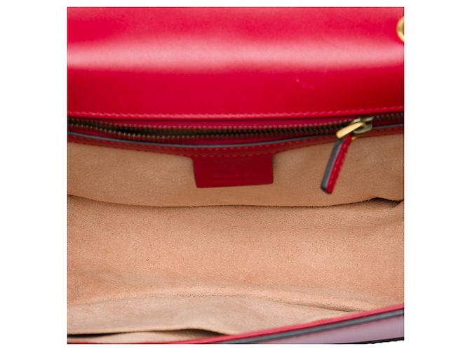 Borsa a spalla con patta Queen Margaret Gucci in pelle di vitello rossa, Medium - vista 4