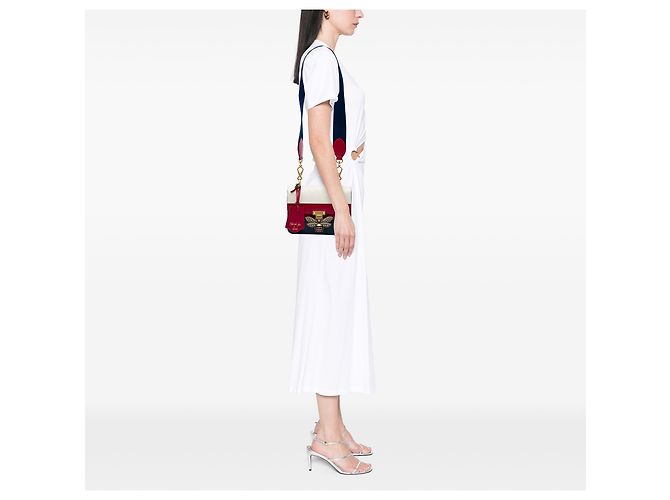 Borsa a spalla con patta Queen Margaret Gucci in pelle di vitello rossa, Medium - vista 5