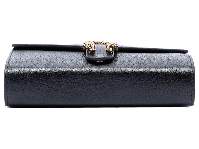 Gucci Dionysus Web Mini Wallet On Chain aus schwarzem Kalbsleder - Ansicht 3