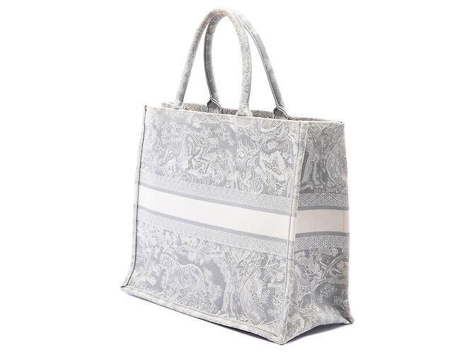 Dior Gray Large Canvas Embroidered Dioriviera Toile De Jouy Book Tote - vista 2