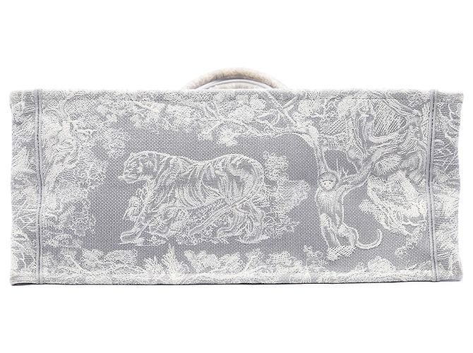 Dior Gray Large Canvas Embroidered Dioriviera Toile De Jouy Book Tote - vista 3