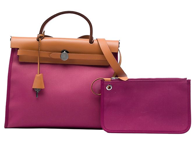 Hermès Pink Toile Herbag Zip 31 - vista 6