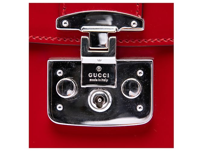 Borsa Gucci Red Mini Polished Calfskin Bamboo Lady Lock Top Handle - vista 5