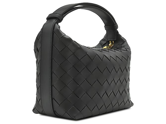 Borsa a mano Bottega Veneta Wallace Mini in Nappa Intrecciato nera - vista 2