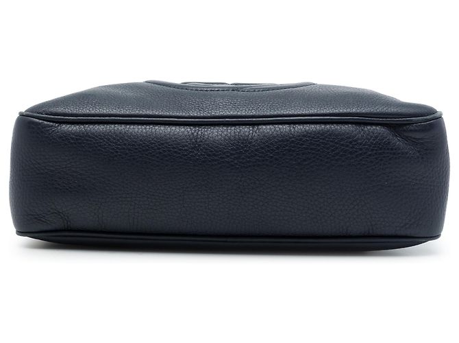 Borsa a tracolla Gucci Soho con catena e zip in pelle di vitello blu - vista 3