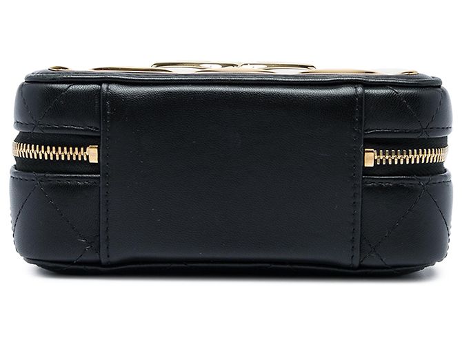 Chanel Mini CC Quilted Lambskin e Golden Plate Vanity Crossbody Nero - vista 3