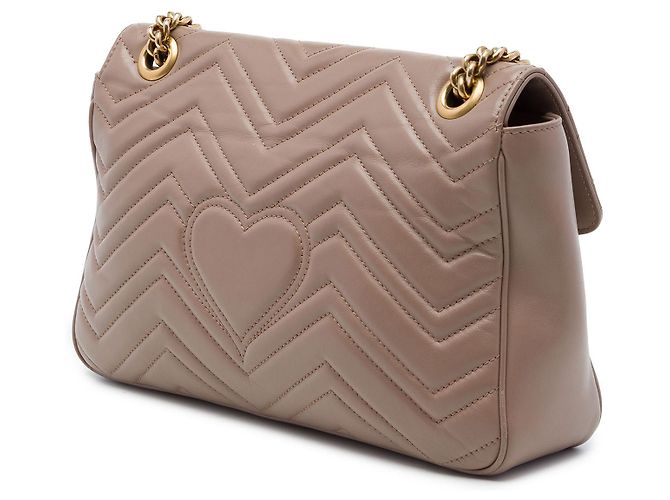 Borsa a tracolla Gucci GG Marmont Matelassé in pelle di vitello marrone Large - vista 2
