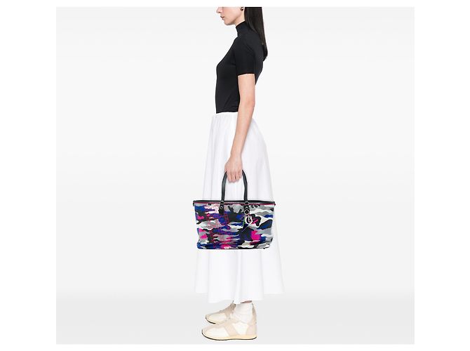 Dior Gray Anselm Reyle Large Canvas Camouflage Tote - Ansicht 5