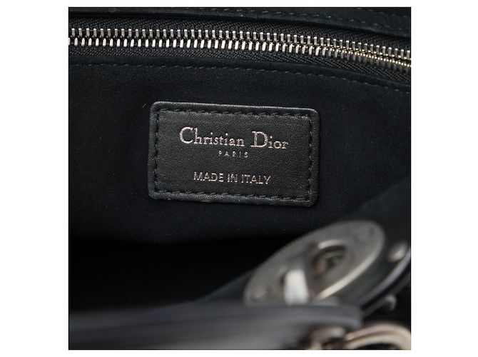 Dior Black Medium Calfskin Cannage Embossed Flower Studded Supple Lady Dior - vista 5
