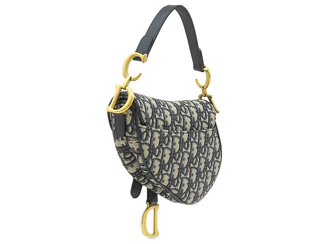 Bolsa Saddle Mini em tela Oblique azul Dior - vista 2