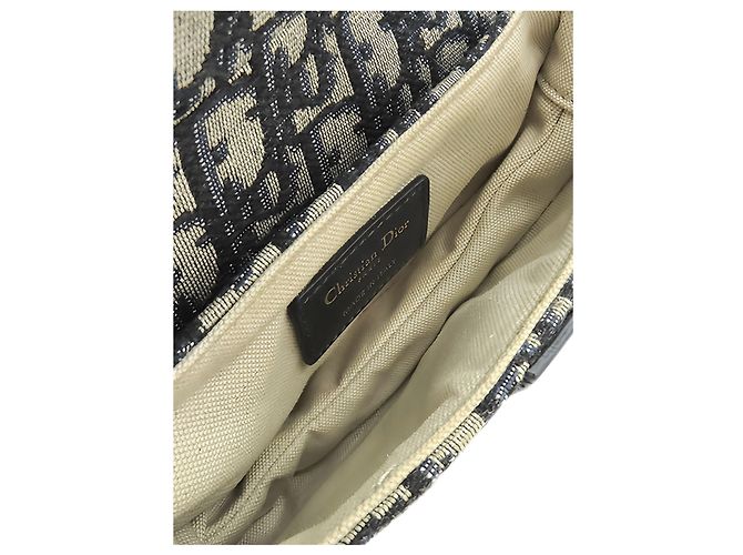 Bolsa Saddle Mini em tela Oblique azul Dior - vista 4