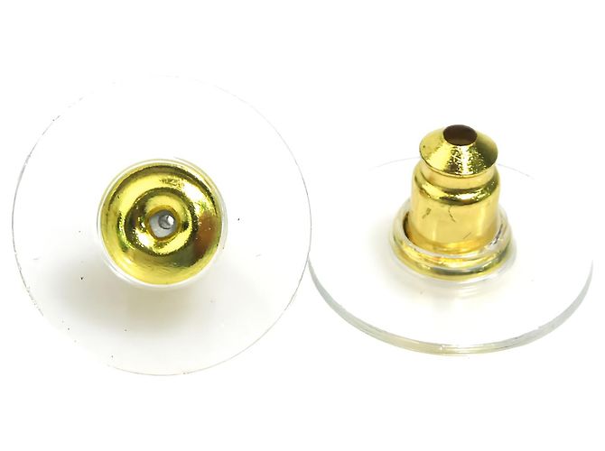 Orecchini a pressione Chanel Gold CC in ottone, resina e perle sintetiche a forma di fiocco di neve - vista 10