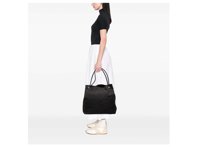 Borsa Tote Gucci Gifford in canvas GG nero - vista 8