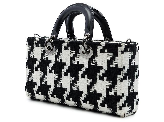 Dior Black Medium Canvas Macro Houndstooth Lady D Joy - vista 2