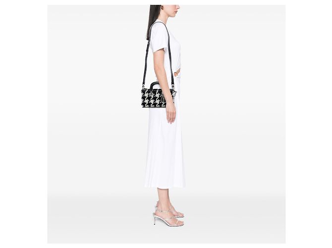 Dior Black Medium Canvas Macro Houndstooth Lady D Joy - vista 6