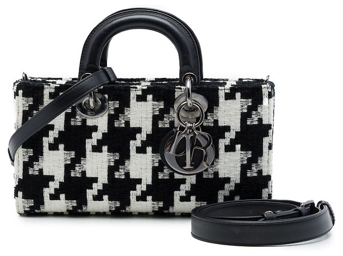 Dior Black Medium Canvas Macro Houndstooth Lady D Joy - vista 7