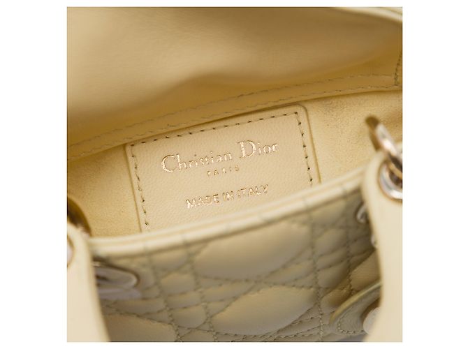 Dior Yellow Micro Lambskin Cannage Lady Dior - Ansicht 5