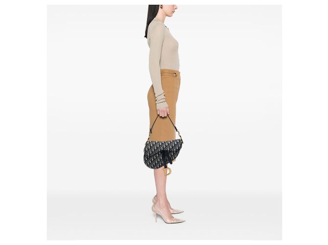 Bolsa Saddle Dior em tela Oblique azul - vista 6