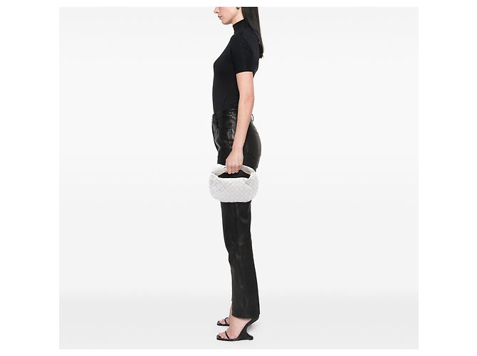 Bottega Veneta Mini Jodie in Nappa Intrecciato Bianco - vista 6