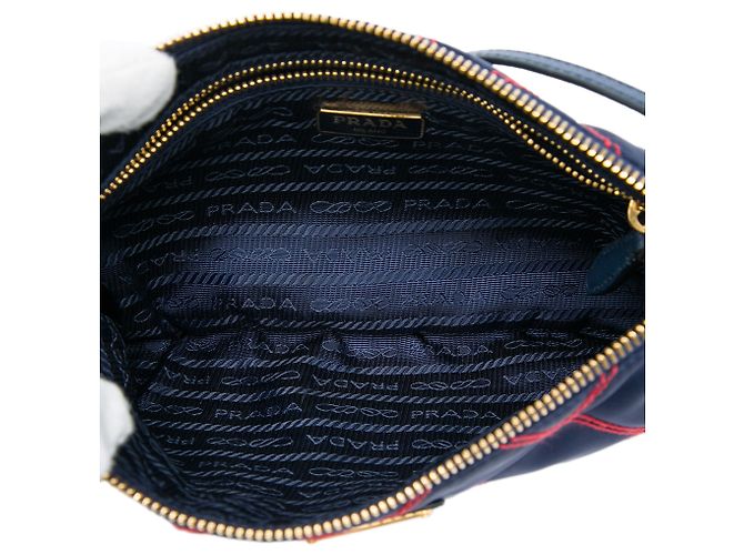 Borsa a tracolla Prada Blue Impuntu Tessuto - vista 4