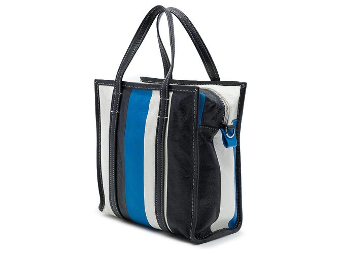 Balenciaga Borsa Shopper Bazar in pelle di agnello blu S - vista 2