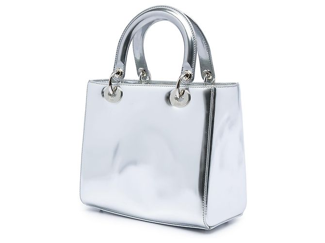 Dior Silver Medium Metallic Patent Lady Dior - vista 2
