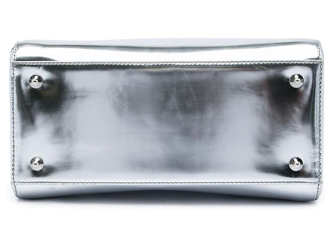 Dior Silver Medium Metallic Patent Lady Dior - vista 3