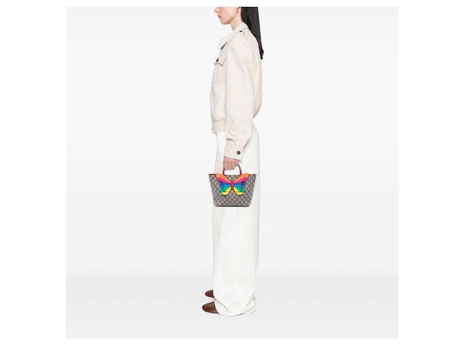 Gucci GG Supreme Rainbow Butterfly Tote für Kinder, beige - Ansicht 6