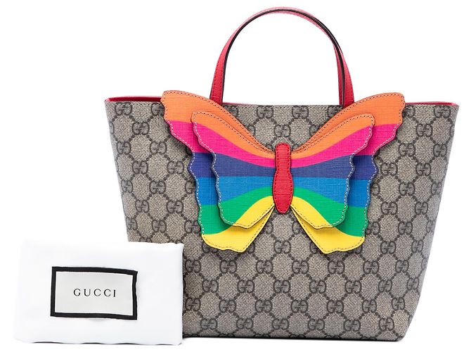Gucci GG Supreme Rainbow Butterfly Tote für Kinder, beige - Ansicht 7