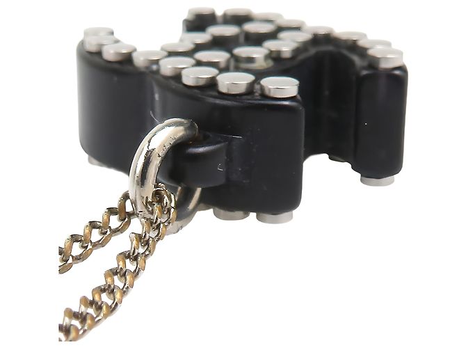 Collana con pendente logo Chanel Silver CC in resina di ottone e strass - vista 3