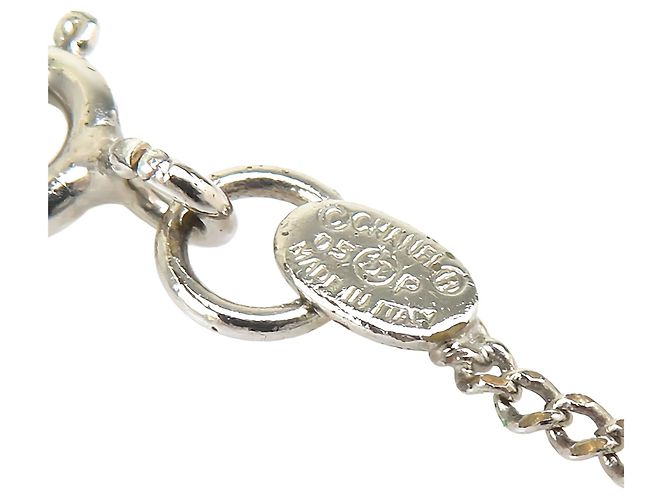 Collana con pendente logo Chanel Silver CC in resina di ottone e strass - vista 6