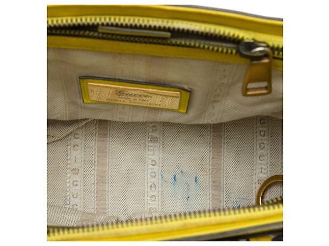 Borsa Satchel Gucci Yellow Patent Bright Bit - vista 4