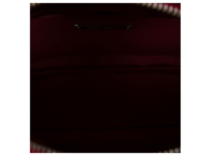 Miu Miu Borsa Crossbody Logo in Paillettes Rosse e Pelle di Vitello - vista 4