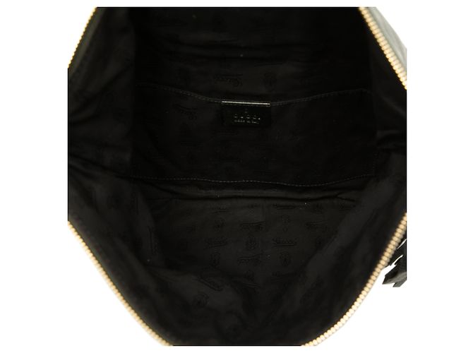 Bamboo Clutch Lucy com aba Gucci em pele de vitelo preta e borla de bambu - vista 4