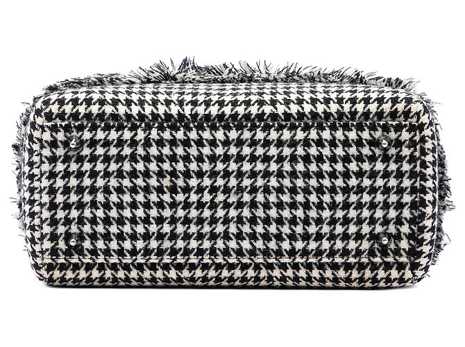 Dior Black Medium Tweed Fringe Houndstooth Lady Dior - vista 3