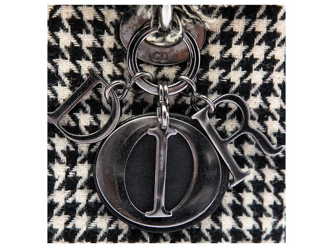 Dior Black Medium Tweed Fringe Houndstooth Lady Dior - vista 5