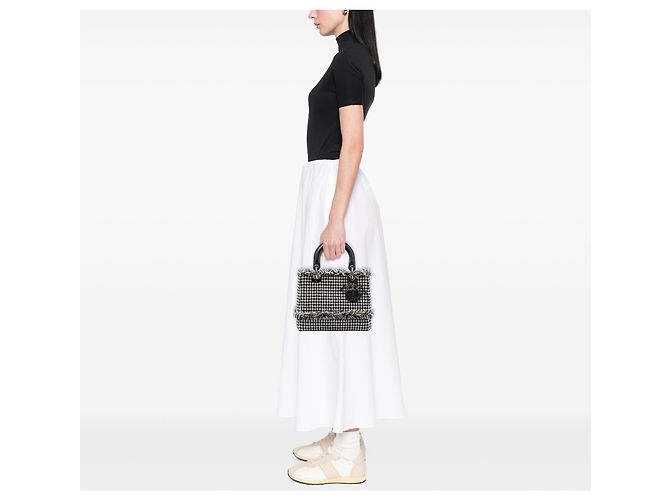 Dior Black Medium Tweed Fringe Houndstooth Lady Dior - vista 6