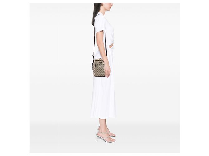 Borsa a tracolla Gucci in tela GG beige - vista 5